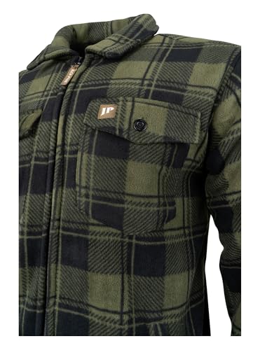 JACK PYKE Men’s Tundra Shirt – Checked Flannel Long Sleeve Zip Shirt with Fleece Lining, Turn-Down Collar, Multi Pockets, Button Cuffs for Shooting or Casual Wear - Green XXL - Image 5