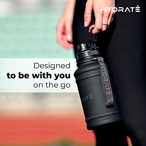 Hydrate 43 Oz Stainless Steel Water Bottle - Bpa Free Metal Water Bottle For Gym, Exercise - Water Jug With Convenient Nylon Carrying Strap And Leak-Proof Screw Cap Water Bottles For Men, Women, Adult #TOP4