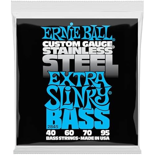Ernie Ball Extra Slinky Stainless Steel Bass Guitar Strings, 40-95 Gauge (P02845)