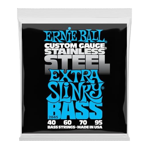 Ernie Ball Extra Slinky Stainless Steel Bass Guitar Strings, 40-95 Gauge (P02845)