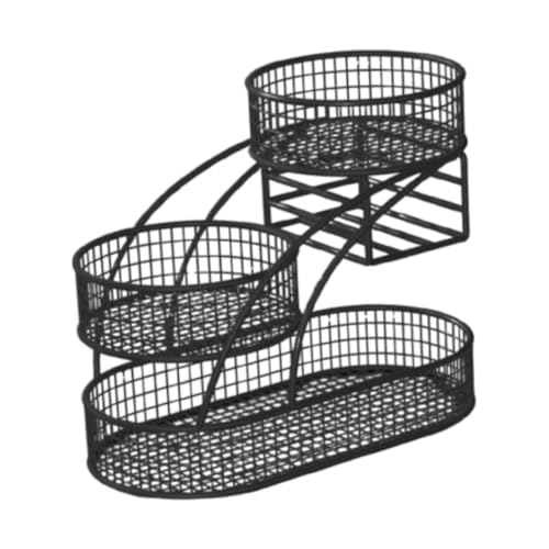 Folpus de 3 niveles, frutero, bandeja para servir bocadillos, plato, cesta, rejilla para verduras, de alambre de, Caja de Pañuelos Negra