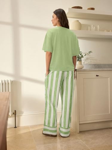 Image of Celary Women's Cotton Blend Printed Night Suit Set||Soft & Breathable Short Sleeve Top & Ethnic Print Pyjama Set||Also Available in Plus Size||Korean Night Suit||Comfortable Home Wear & Sleepwear