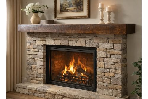 Reclaimed Barnwood Beam Fireplace Mantel (Wood, 6