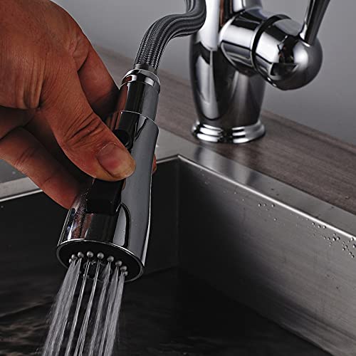 Mitigeur évier de cuisine chromé douchette extractible pour robinet eau chaude froide