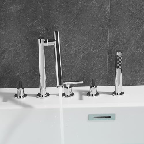 Robinet à double levier extractible et mitigeur de baignoire chromé rotatif