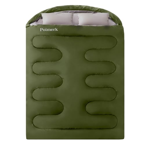 Bolsas de dormir dobles para adultos para camping con 2 almohadas tamaño queen miniatura 1