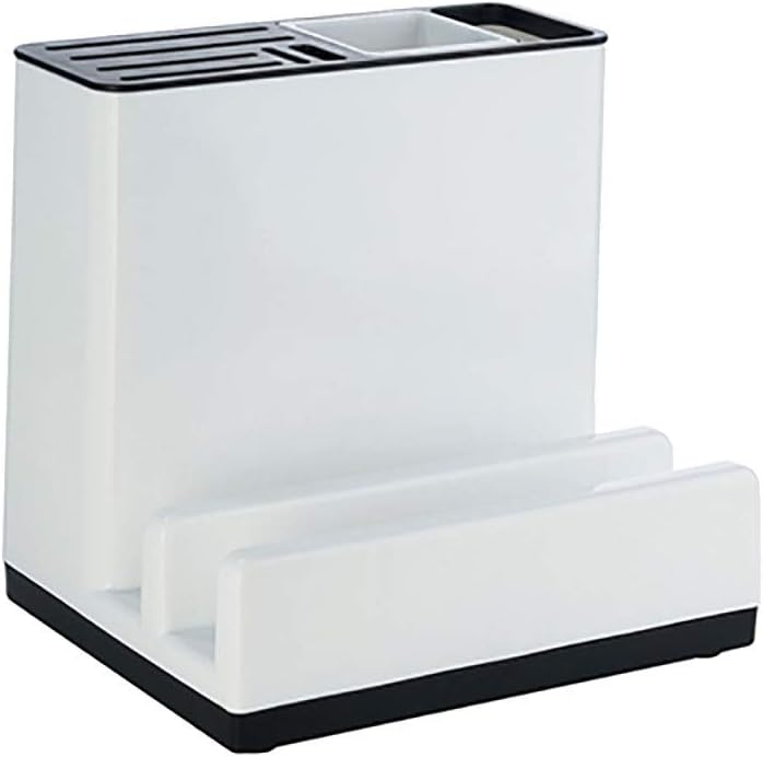 Utensil Holder Multifunctional Cutlery Drainer Divided Grid Knife Rack Cutting Board Rack Knife and Fork Utensil Holder for Home Kitchen Restaurant