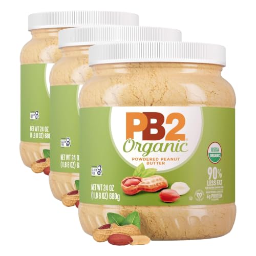 Image of PB2 Organic Powdered Peanut Butter | USDA Organic Certified, Non-GMO Project Verified, Gluten-Free Peanut Butter Powder | Vegan, Keto Friendly | 24oz Resealable Jar (Pack of 3)