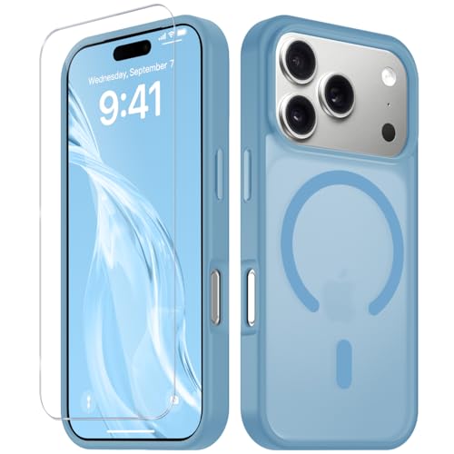 Image of YENAPOON for iPhone 17 Pro Case, Matte Magnetic Phone Cover [with 1 Screen Protector] [Support for MagSafe] [Shockproof Military Grade Protection] Translucent Frosted Back, Lavender Purple