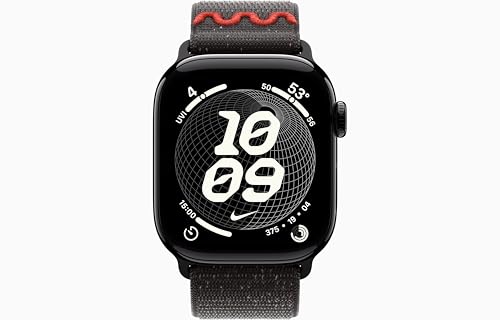 Image of Apple Watch Series 11 [GPS + Cellular, 42mm] Jet Black Aluminum Case with Midnight Black Nike Sport Loop, One Size (Renewed)