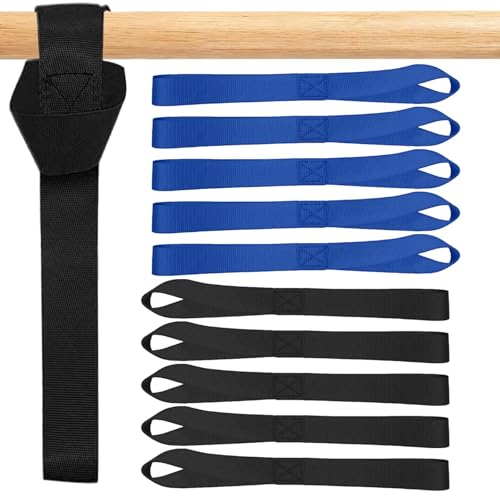 HORREX 10 Pièces Sangle de Remorquage Vélo, Sangle Moto Guidon, Anneau d'Arrimage Voiture, Bleu et Noir, Nylon, Universel pour Voiture et Motocyclette