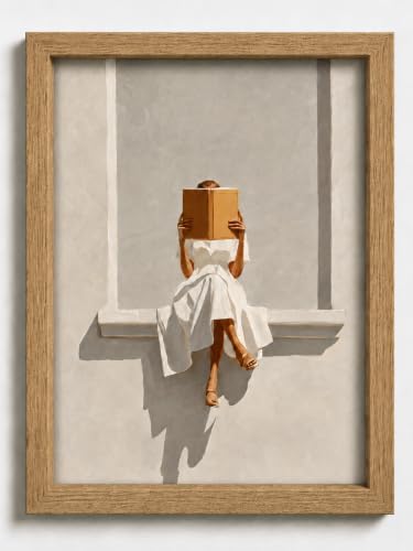 MRBM Reading Woman Wall Art Print, Minimalist Picture Painting Wall Decor