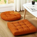 Geelin Floor Cushion Pillow 2 Pcs Meditation Floor Pillow for Adults, 20'' x 20'' x 4'' Square and Round Large Meditation Seating Cushion Tufted Corduroy Living Room Seating for Tatami Yoga(Orange)