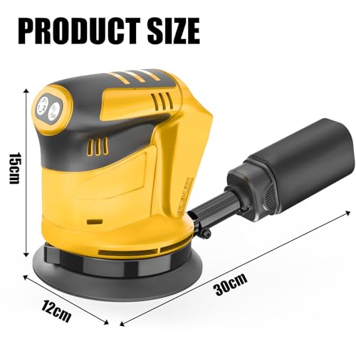 Cordless Random Orbital Sander for Dewalt 18V Battery, 125MM 3 Variable Speed Orbit Hand-Sander with 12 Sandpapers, Dust Collection Bag for Woodworking, Sanding & Polishing (Tool Only) 7 Cordless Random Orbital Sander for Dewalt 18V Battery, 125MM 3 Variable Speed Orbit Hand-Sander with 12 Sandpapers, Dust Collection Bag for Woodworking, Sanding & Polishing (Tool Only) - Image 7