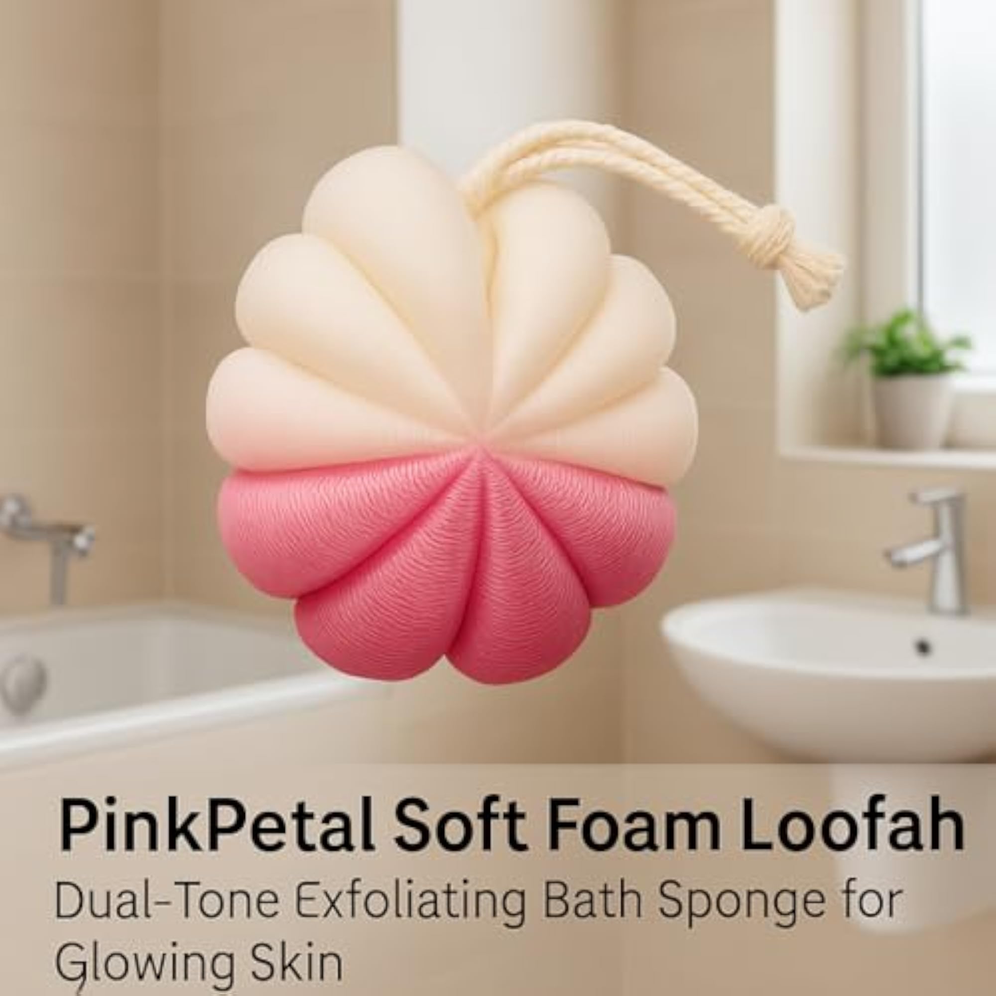 Soft Premium Loofah, Dual-Tone Exfoliating Bath Sponge