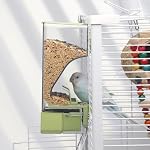 Automatischer Vogelfutterspender, Vogelkäfig-Futterspender mit Sitzstange für Wellensittiche, Sittiche, Kanarienvögel, Nymphensittiche, Finken (Grün) – Bild 2
