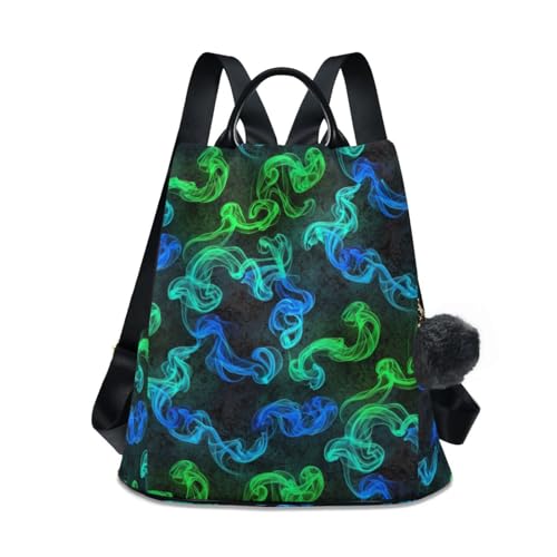Sac à dos vert bleu fluo pour femme de 17L avec plusieurs poches pratiques pour le shopping