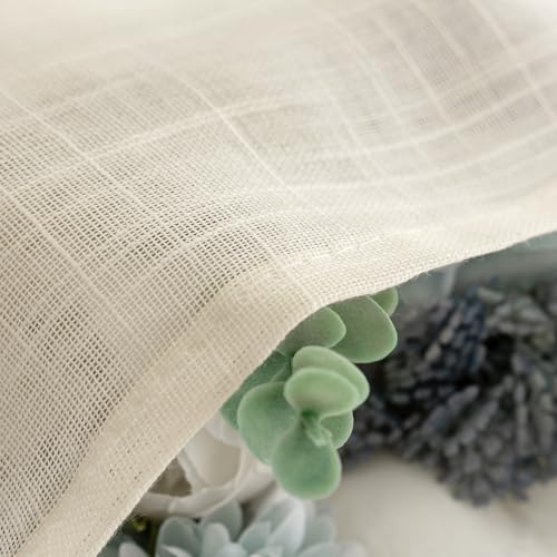 MIULEE Leinenoptik Voile Vorhänge Ösen 2er Hellbeige 140x245cm – Ansicht 6
