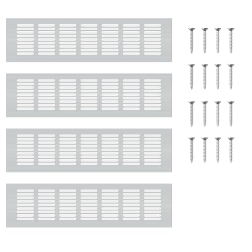 Limpac 4 Piezas Rejilla Ventilacion 300 x 80 mm + 16 Pcs Tornillos Rejillas de Ventilación Rectangu