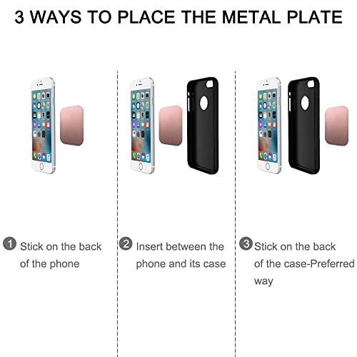 Senhai 8 Pcs Phone Car Mount Metal Plate With Adhesive For Magnetic Cradle-Less Mount, 4 Rectangular And 4 Round - Black, Silver, Gold, Rose Red #TOP7
