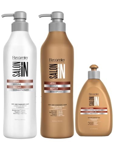 Salon In by Recamier | Hydra Repair Kit - Shampoo, Conditioner (33.8 fl oz Each) & Leave-In (10.1 fl...
