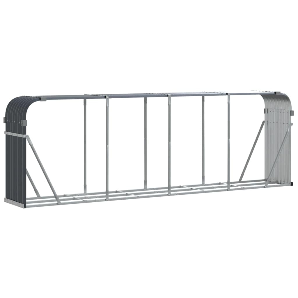 Kaminholzregal Innen Brennholzregal Außen 2-in-1 Kaminholzständer für Kaminholz Aufbewahrung Feuerholzregal Kaminholzunterstand Anthrazit 300x45x100 cm Verzinkter Stahl