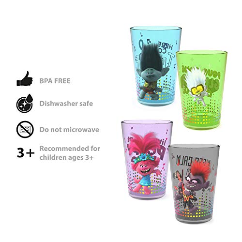 Image of Zak Designs 14.5oz DreamWorks Trolls World Tour Nesting Tumbler Set Includes Durable Plastic Cups, Fun Drinkware is Perfect for Kids, 4pk (14.5oz, Poppy & Friends)