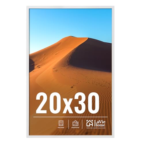 Image of LaVie Home 20x30 Picture Frame for Wall Display, 20x30 White Picture Frame with HD Plexiglas, 20 x 30 Poster Frame 1 Pack, Display Frame for Vertical or Horizontal, Classic Collection
