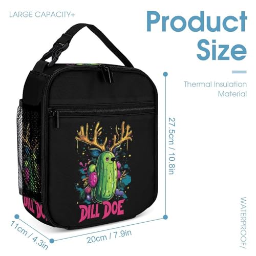 Dill Doe Funny Pickle Deer 3 PCS Backpack Set Casual Daypack with Insulated Lunch Bag & Pencil Case4