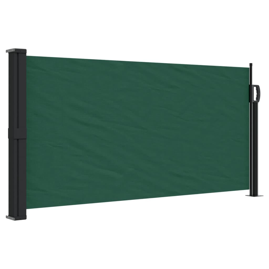 IKAYAA Toldo Lateral Retráctil, Pantalla Enrollable Mampara de Privacidad, Protector Solar a Prueba de Viento, para Balcón, Jardin, 100 x 500 cm Verde Oscuro