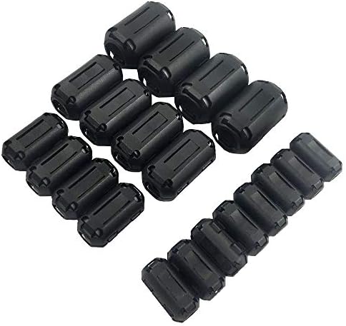 (Pack of 20pcs) Clip-on Ferrite Ring Core RFI EMI Noise Suppressor Cable Clip for 3mm/ 5mm/ 7mm/ 9mm/ 13mm Diameter Cable, Black