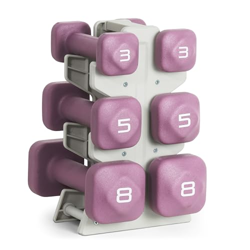 Image of Tone Fitness Neoprene Dumbbell Set with Storage Rack - Non-Slip, Anti-Roll Hand Weights for Home Gym Workouts | 20 lb, 32 lb, 50 lb, 60 lb & 100 lb Options