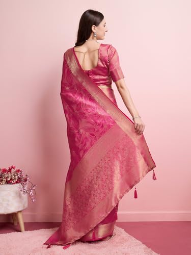 DOI MOI baby pink banarasi silk saree – image 5