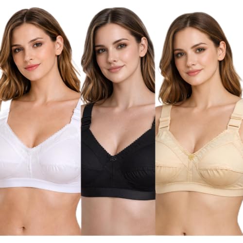 Image of Women Cotton Bra, Soft Breathable Non-Padded Everyday Comfort Bra