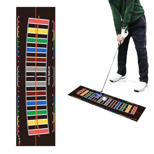 HUAEN Practice Golf Putting Mat - Training Aid with Alignment Tour Aim and Putting Arc Set