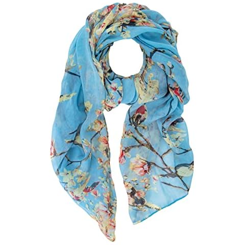 YSense Snug Chiffon Scarf for Women Silk Scarf Ladies Print Fashion Scarf Women Bird Print Long Scarves Neck Scarf Soft Shawl Wrap Lightweight Scarf Cover