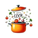 Capiont Let’s Cook Wall Decal - Cookware and Food Sign Wall Stickers Decals Removable Vinyl Peel and Stick for Kitchen Dining Restaurant Baking Room Home Decor (Let's Cook)