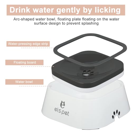 Wassernapf für Hunde und Katzen, 1L, Anti-Schwapp & Anti-Schlabber Design, Auslaufsicher, Reise Trinknapf für Unterwegs, Weiß mit Doppelte Schwimmende Platte, Kein Verschütten, Hygienisch & Praktisch