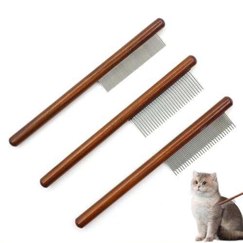 3 Pezzi Pettine per Animali Domestici in Acciaio Inossidabile Pettine per Pettine, Cani e Gatto, Adatto a Tutti I Tipi di Toelettatura Animali Pelo Lungo e Corto