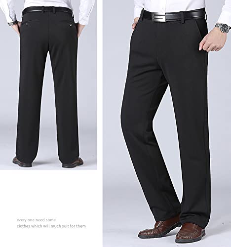 Idealsanxun ISX4470-BLACK-36 Fleece Lined Pants For Mens Straight Leg Casual Stretch Dress Pants thumb #1