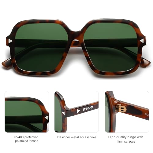 SOJOS Sunglasses for Women & Men, Square, Polarized Lens, Trendy, Oversized Shades SJ22984