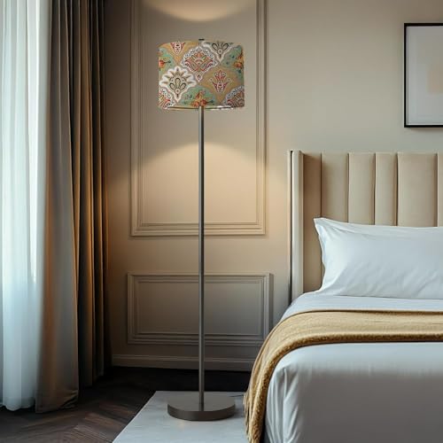 Image of TEKCOOL Industries Floor Lamp for Living Room with 3 Shelves Decorative Metal Floor Lamp Standing Home Decoration Floor JuteLamp Shade Reading for Bedroom, Office,Kitchen (A4)