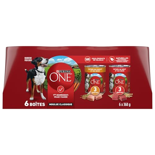 Purina ONE Classic Ground Wet Dog Food, Variety Pack 2 Flavours - 368 g Can (6 Pack) - Image 3