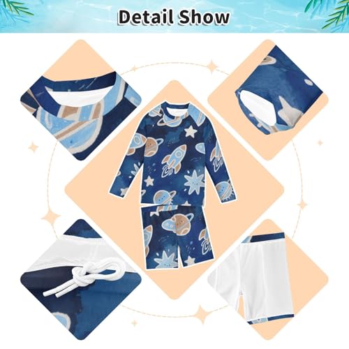 Conjunto de protección UV para niños de manga larga que evita quemaduras solares Lovely Blue rocketing Planet 4