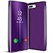 Produktbild Conie MF2073 Mirror Flip Kompatibel mit iPhone 7 Plus / 8 Plus, Mirror Case Hülle Standfunktion Spiegel Effekt Flip Cover One Touch Bedienung für iPhone 7 Plus / 8 Plus Bookcover Violett