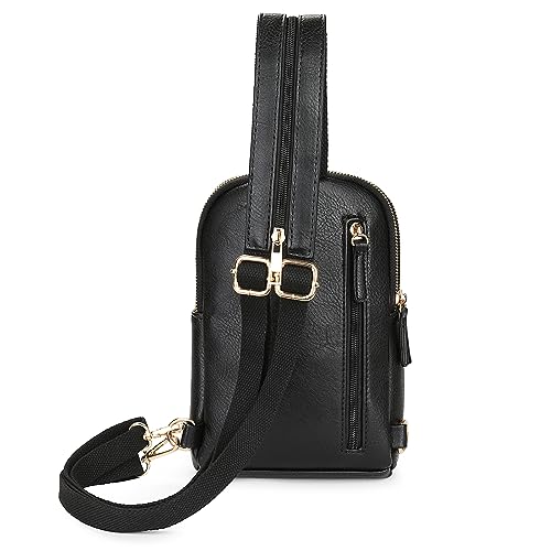 YALUXE Sling Bags for Women Leather Crossbody Bag Trendy Crossover Chest Bag with Convertible Zipperable Strap4