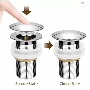 Spazio Waste Coupling for Wash Basin, Universal Pop Up Sink Plugs with Detachable Basket, Stainless Steel Wash Basin Coupling, Suitable for Drain Ports (Pack of 1)