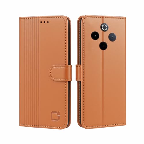 Image of AIBEX Shock Proof Flip Compatible for iQOO Z10 5G / Vivo T4 5G Flip Cover Leather Finish | Inside TPU with Card Pockets | Wallet Stand | Complete Protection Flip Case - Brown