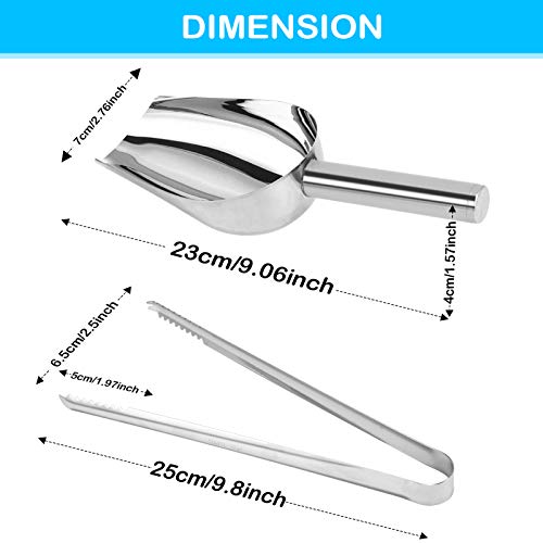 Stainless 6oz Ice Scoop + Ice Tongs Set, Multifunctional Food Coffee Sugar Candy Sweet Clip for Bar, Wedding, Parties, and Kitchen - Image 3