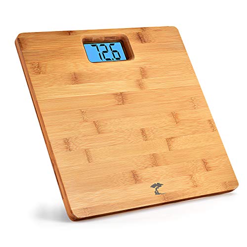 Deluxe Bamboo Bathroom Scale With Backlit Large Display - 400Lb Capacity #TOP1